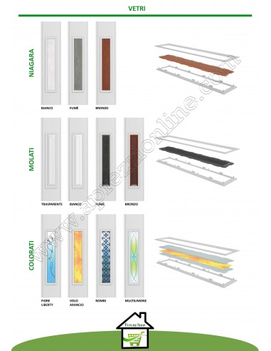 Porta a soffietto in PVC - Pastello e vetri Niagara 